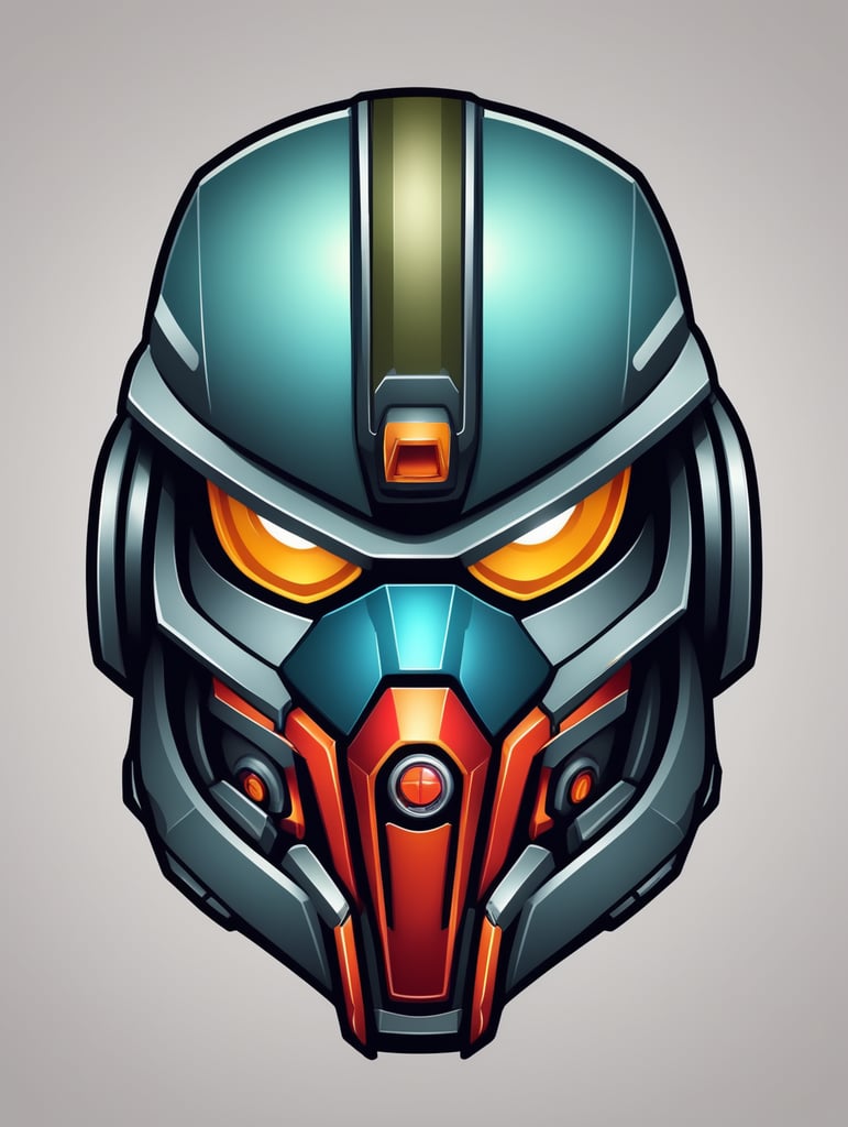 Soldier robot mask mascot logo, e-gaming, bright colors, Gaming Logo, vector image