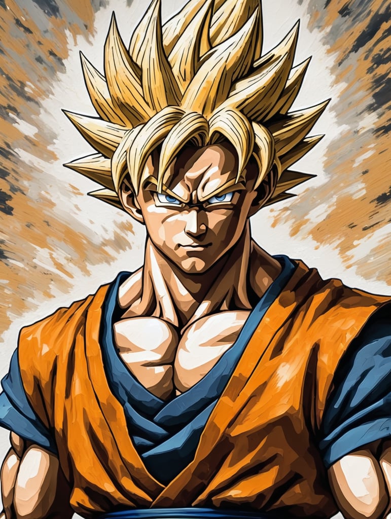 Super saiyan goku painted by Van Gogh