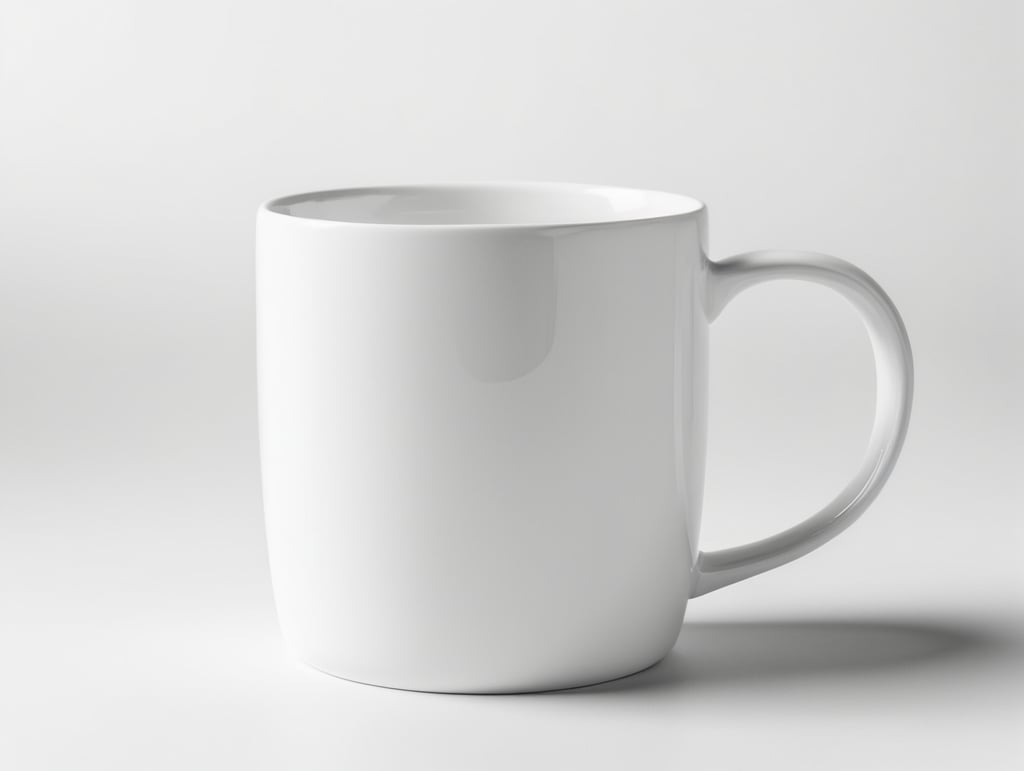 White strait ceramic mug, white background, isolated, mock up, mockup
