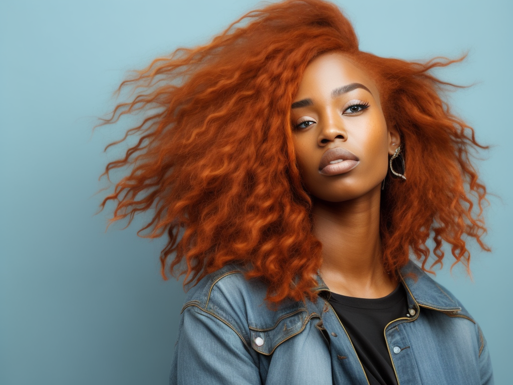 black girl with ginger hair, freckles on the face, professional photo, sharp on details