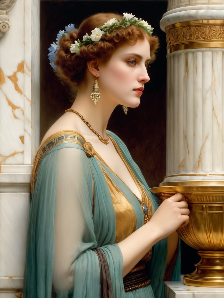 A beautiful painting by Sir Lawrence Alma Tadema, a portrait of a woman, masterpiece composition.