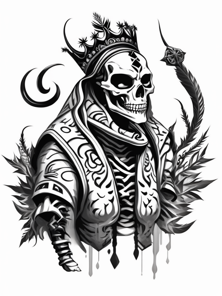 A vector art of a queen skeleton tattoo