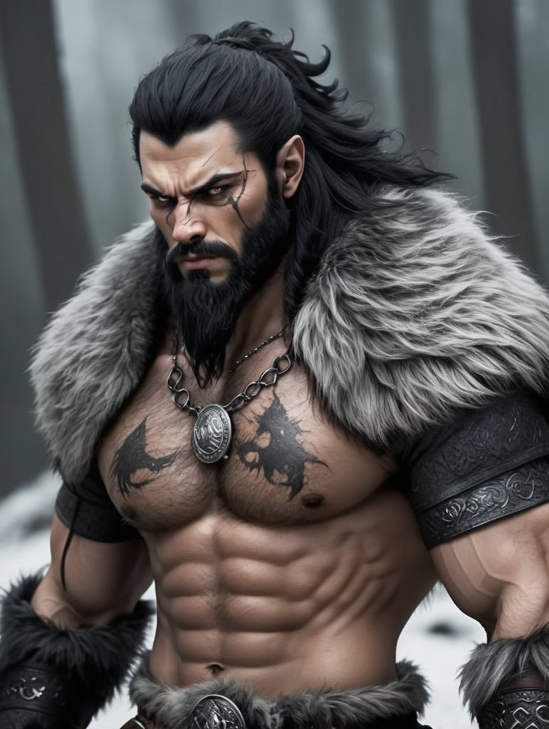 viking black hair werewolf