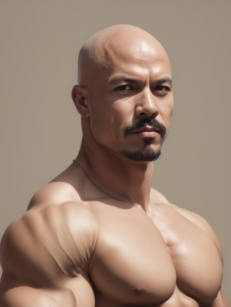 Bald cholo bodybuilder