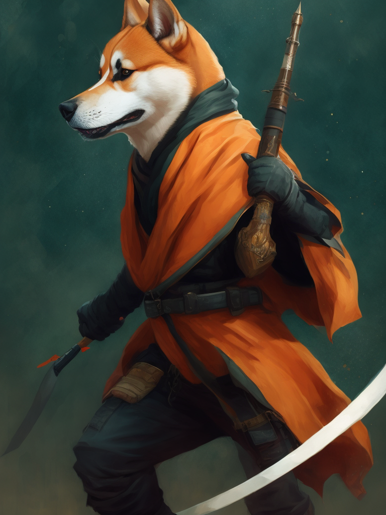 shiba inu dressed as a ninja