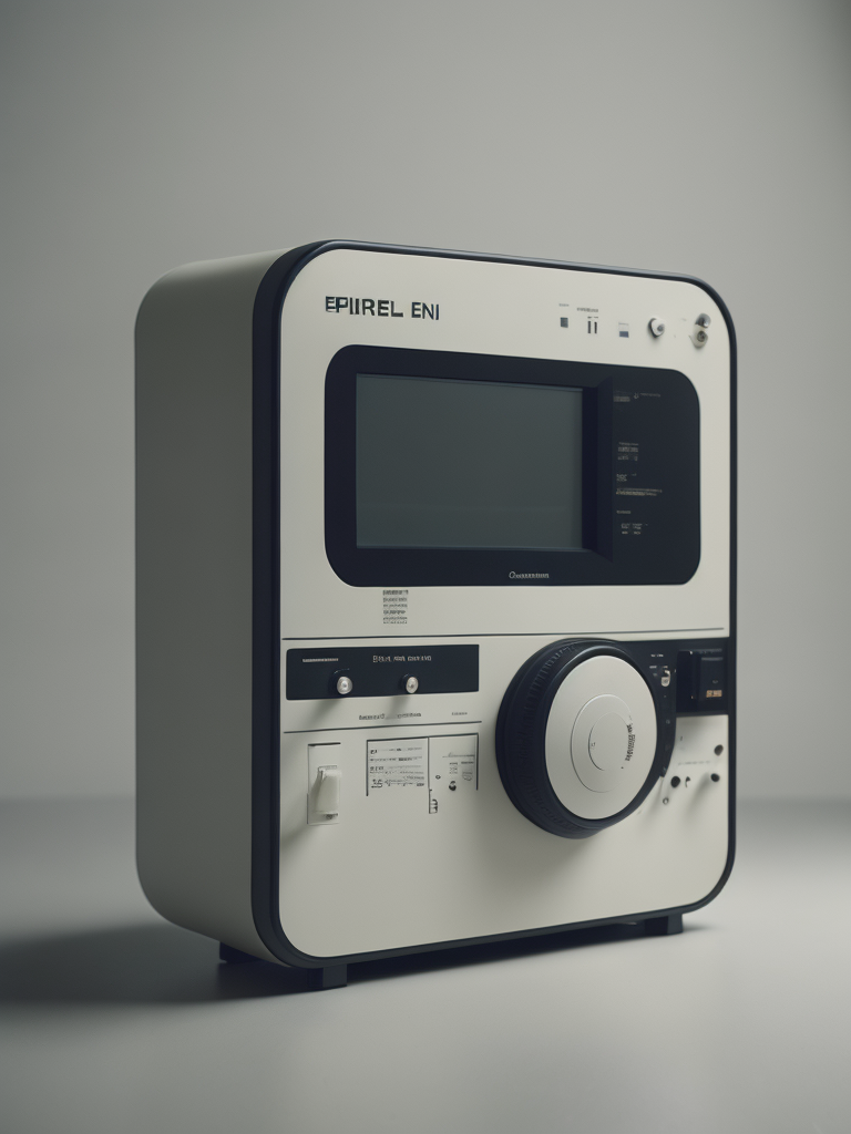 A surreal time machine designed by dieter rams, product ad retro