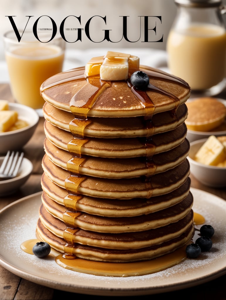A stack of pancakes on the cover of Vogue