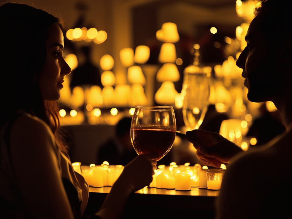 candlelit, many candles, photography, nicon camera, clearly real, southern town, Turkish, Mediterranean, Middle Asian interior design, summer night scene inside a spacious room, happy relaxing international people on the floor watching music performance, crowd, contemporary look and clothes, low light, soft warm colors, intimate atmosphere, wide angle lens, rear view, indoors, red tone