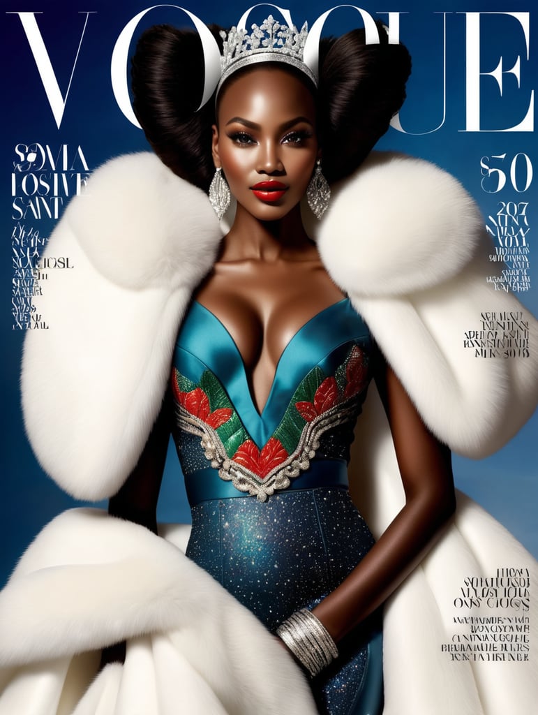 Happy New Year 2024, African Black Santa on the cover of Vogue