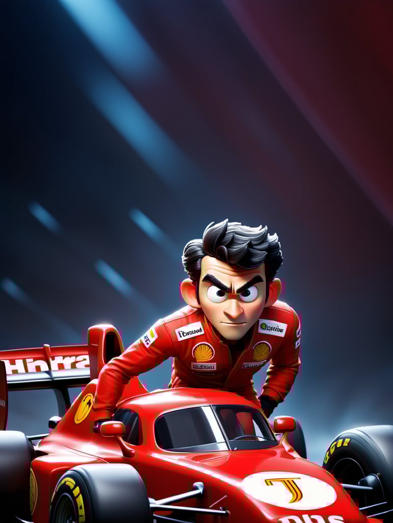 ferrari formula 1 with carlos sainz pilot red race suit