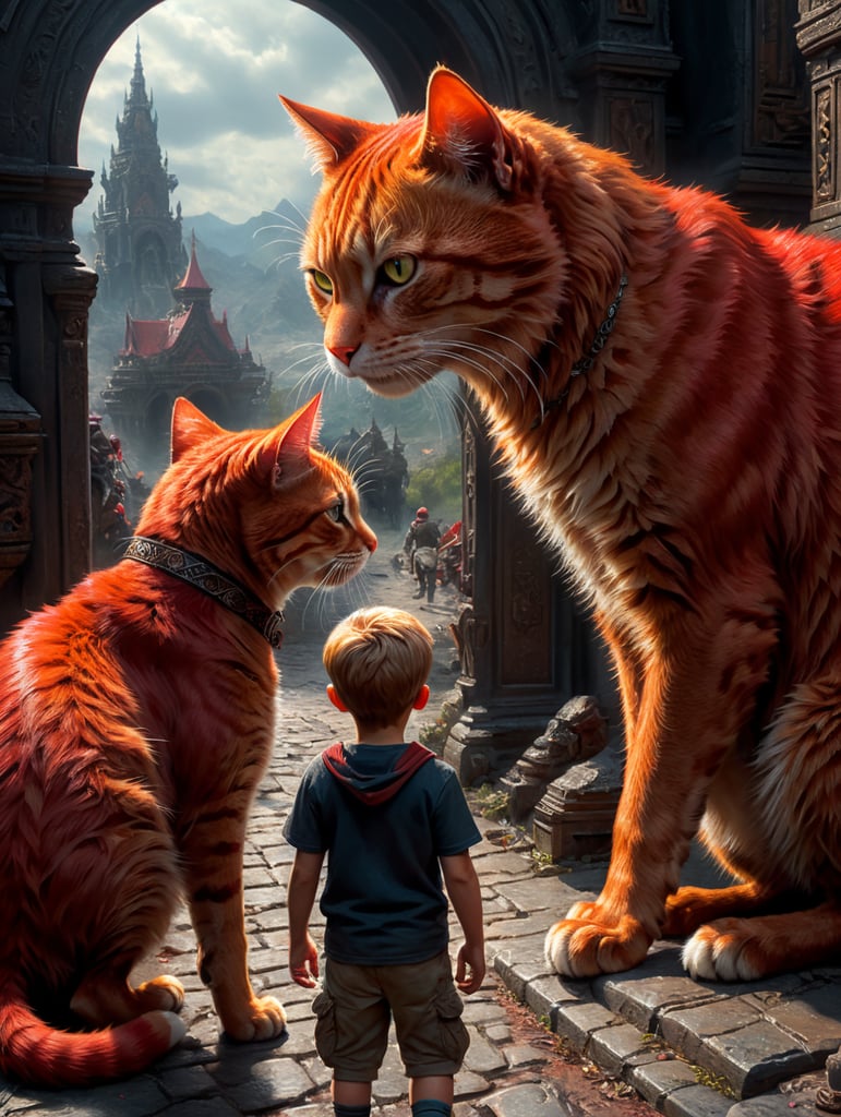 Рижий кіт і хлопчик