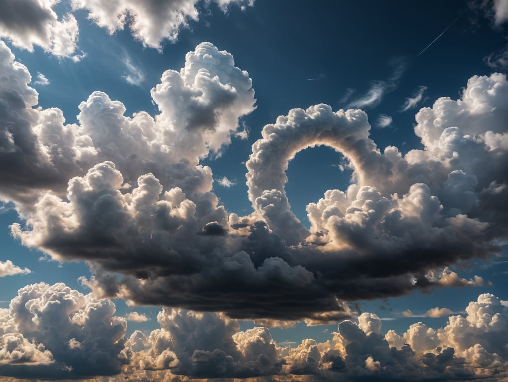 letter O and letter C as clouds in sky