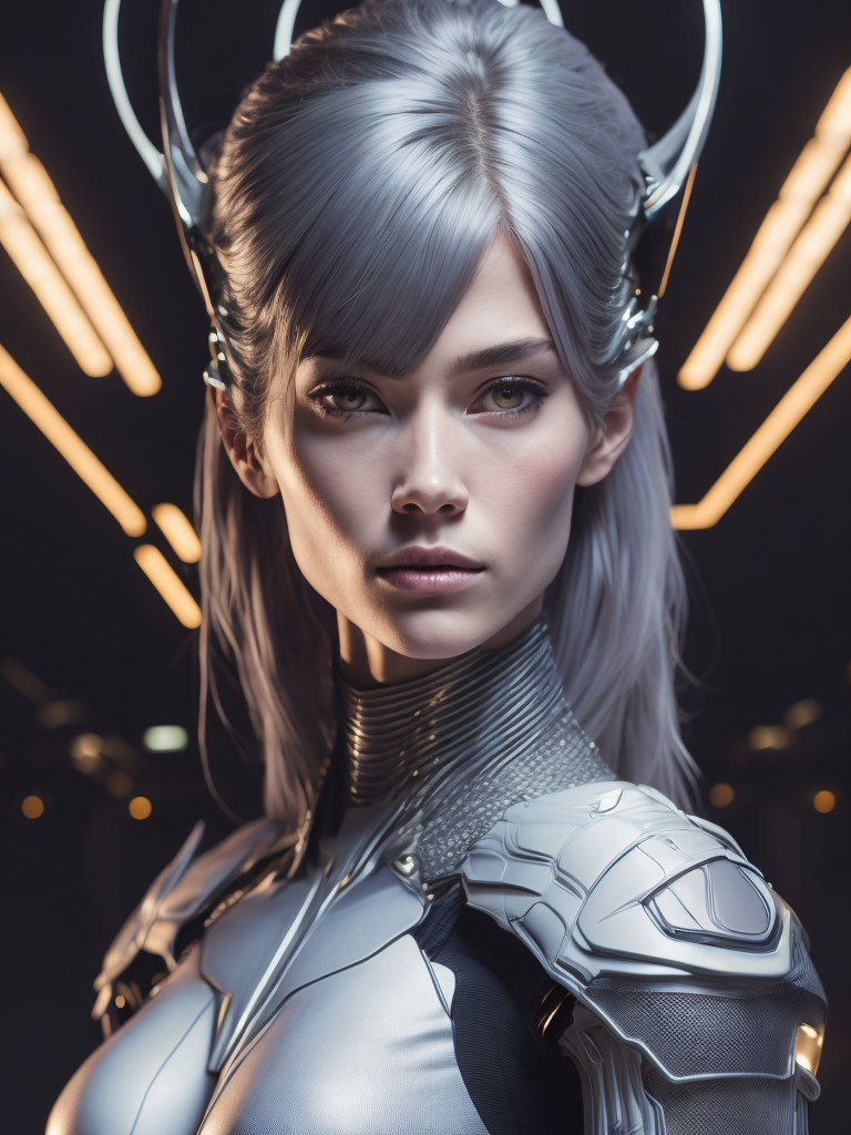 Cyberpunk, sci-fi, fantasy, kodak portra 400, 8k, soft light, volumetric lighting, highly detailed, goddess of victory nikke style, portrait photo of a beautiful cyborg robot girl, skin formed by digital optical fiber, intricate, elegant, highly detailed, digital painting, concept art, smooth, sharp focus, comic illustration, art by otomo katsuhiro and hyung-tae kim and oshii mamoru