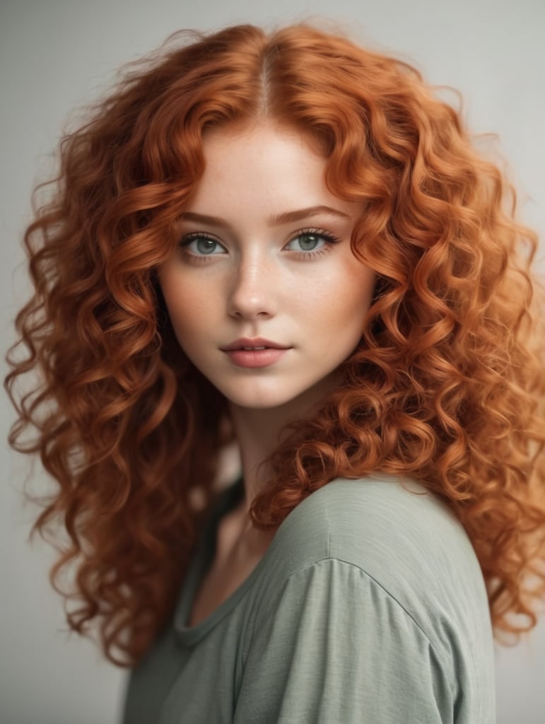 Ruda dziewczyna w kręconych włosach