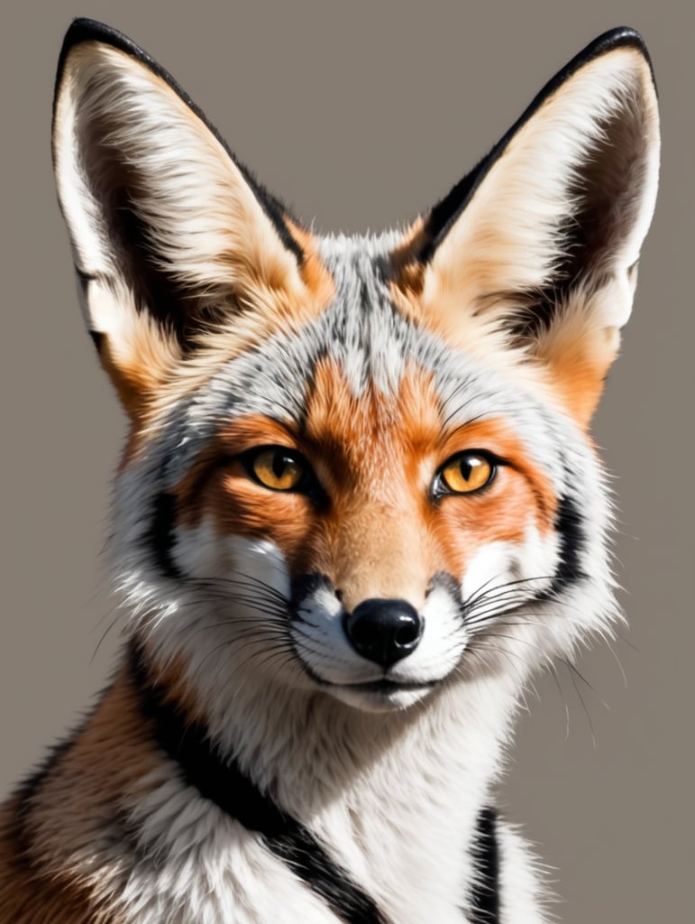 A fox with black stripes and linx ears