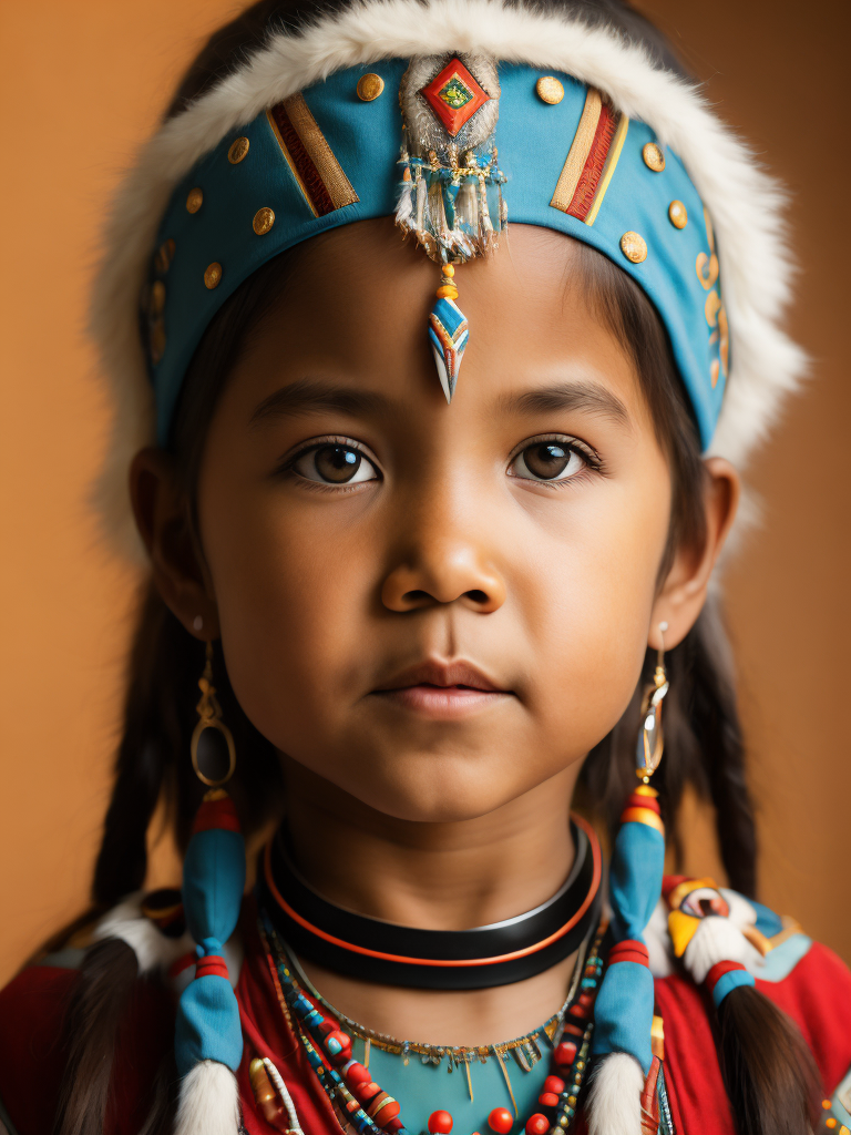 native american girl 3 years old in national dress
