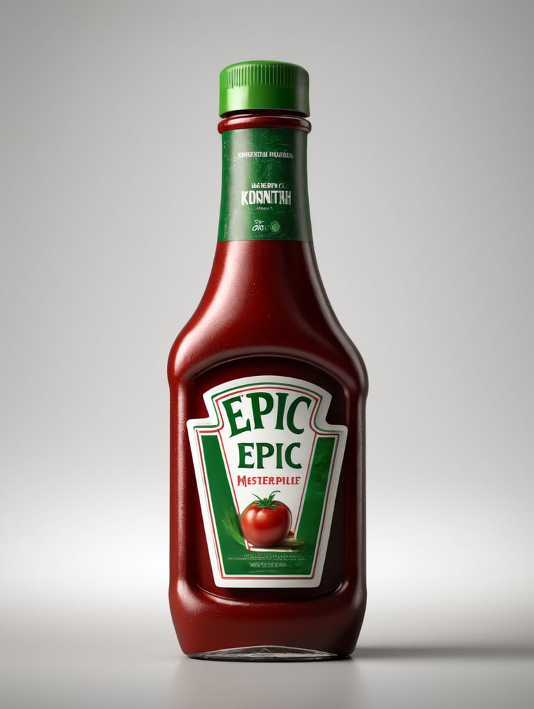 ketchup bottle, green cap, isolated, white background