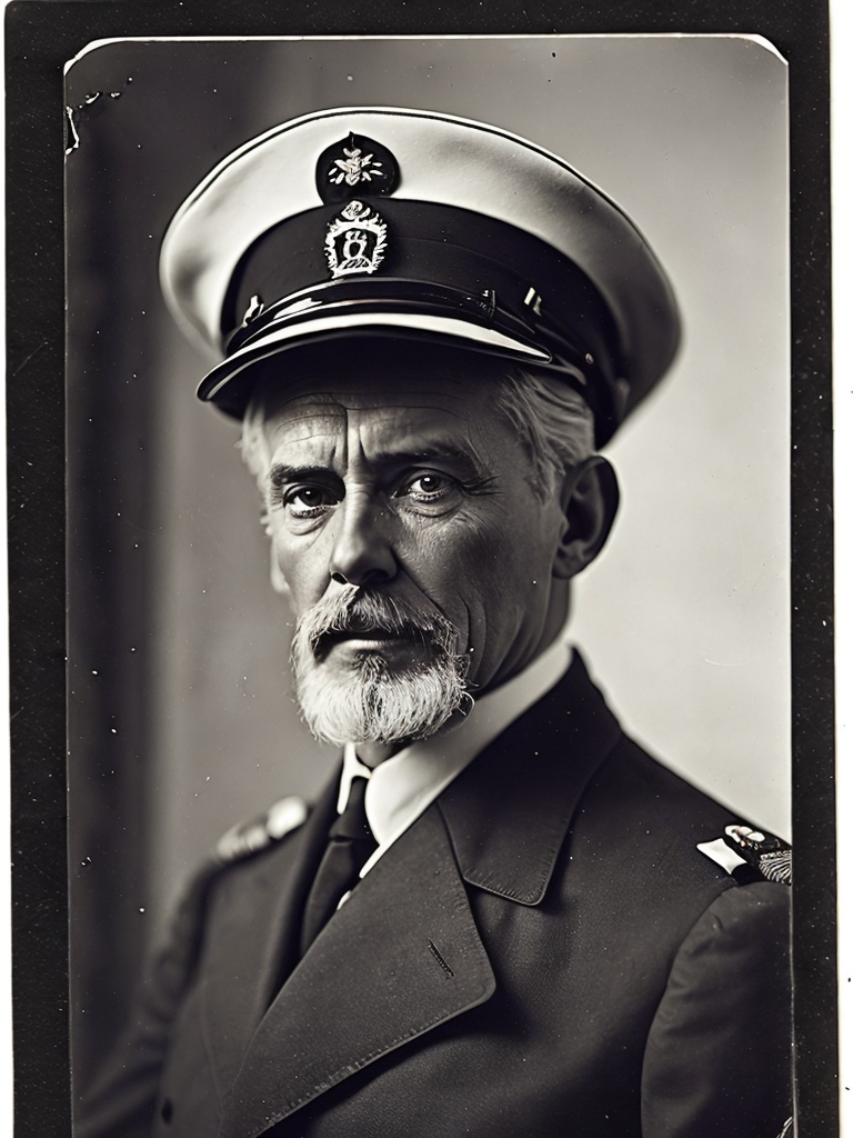 a wet plate photograph of a old Titanic captain