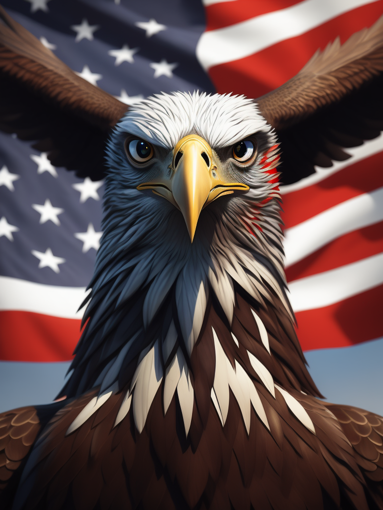 Eagle icon with USA flag wings red white and blue