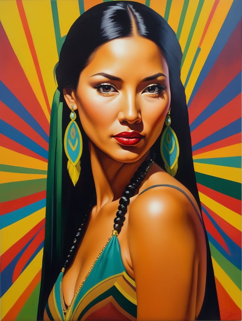 Pocahontas, Painting, Oil, Portrait, Expressionism, Abstract, USA, style of Ed Paschke