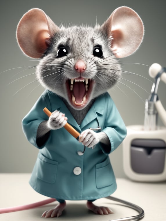 Premium Free ai Images | female grey mouse works as dentist and is angry