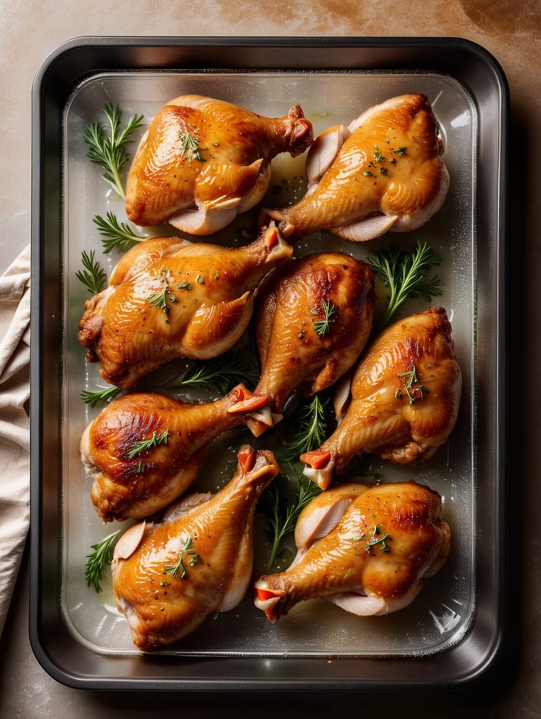 chicken legs prepared for frying in a transparent plastic tray, top view, isolated, mockup