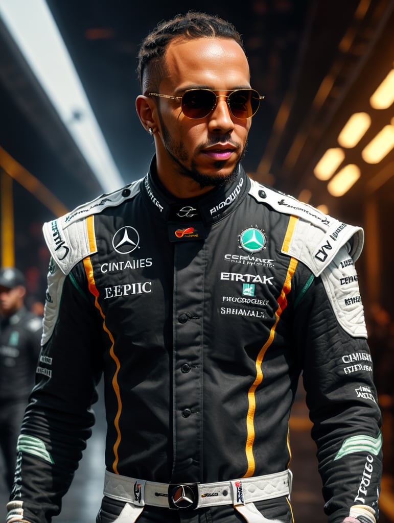 Lewis Hamilton in a new fashionable look