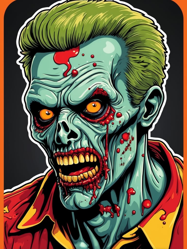 Pop art illustration, sticker, zombie Halloween