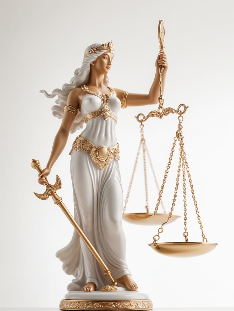 Justice goddess holding balance scales