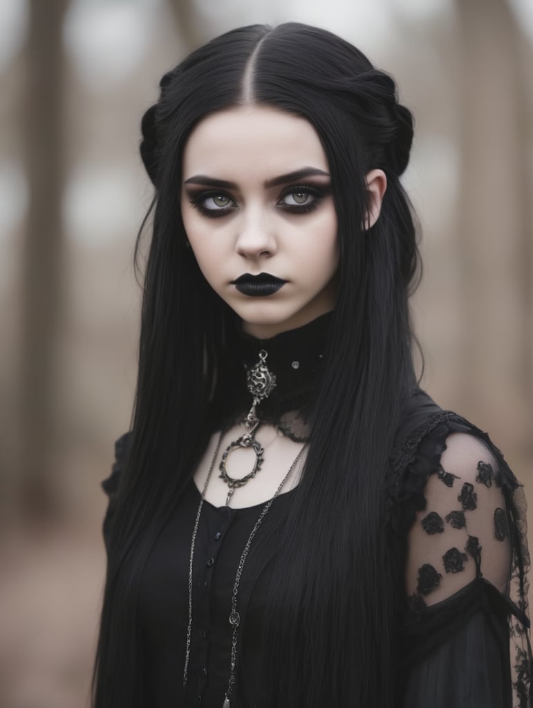 Teen Goth woman, slightly annpyed