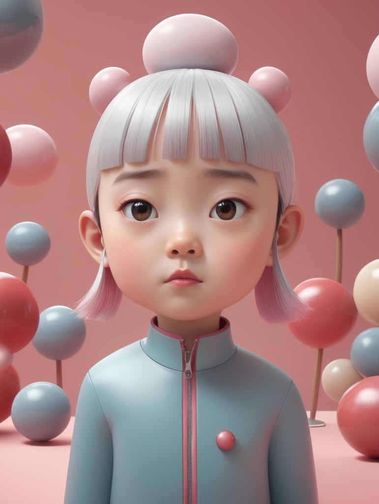 a cartoon character is shown, in the style of yanjun cheng, 8k 3d, olivia locher, cranberrycore, post-internet aesthetics, jun kaneko,