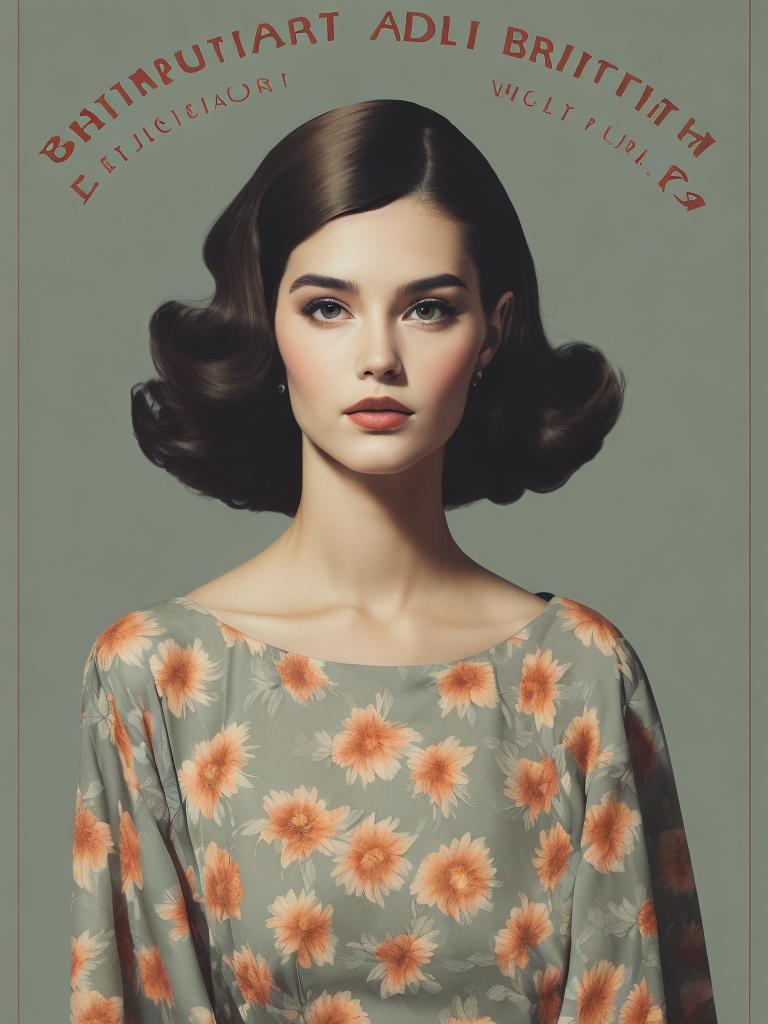 portrait of beautiful girl vintage poster style 60s