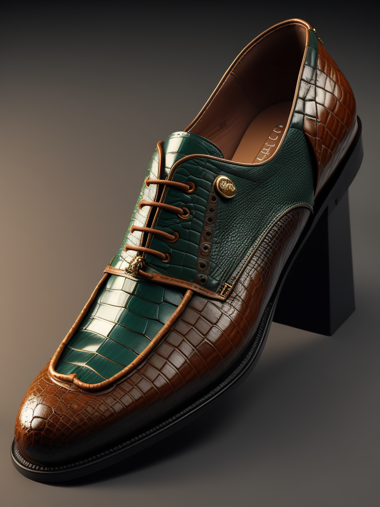 Super realistic gucci mexican gator skin shoe 3d octane render