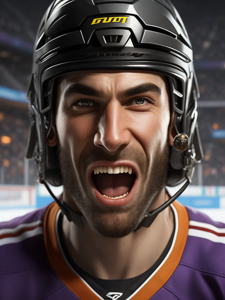 hockey player missing a tooth