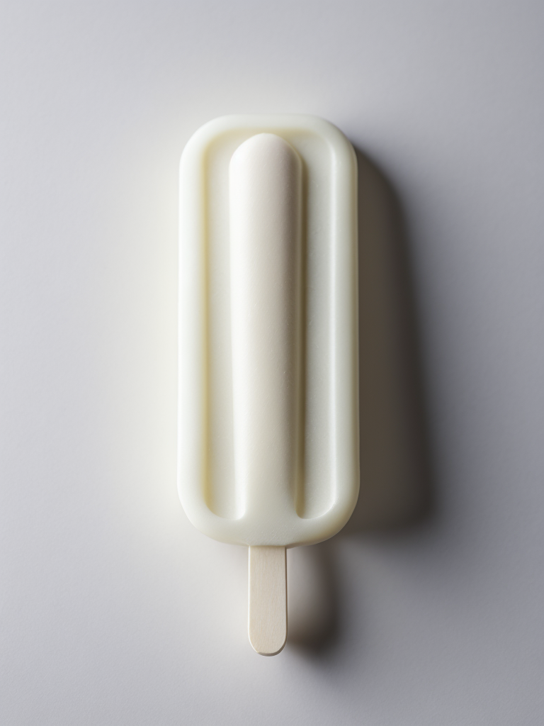 Vanilla white popsicle on white background