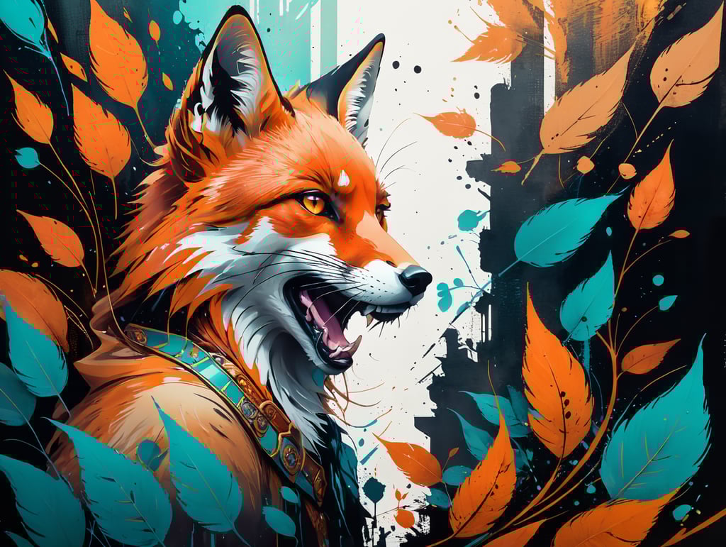 pattern, Fox, leaves