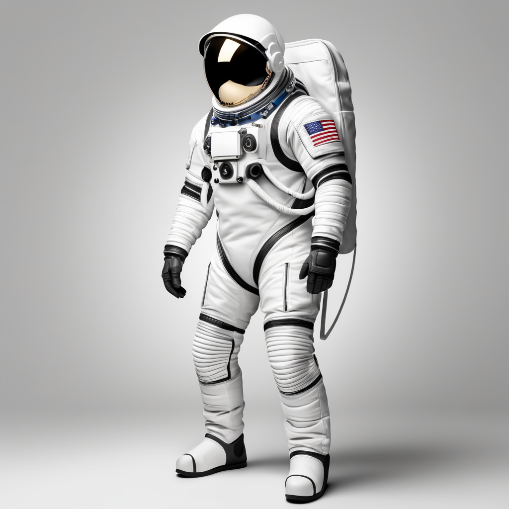 3d space suit on a white background with sharp edge, stand alone, clear, isolated on white background, center of the canvas