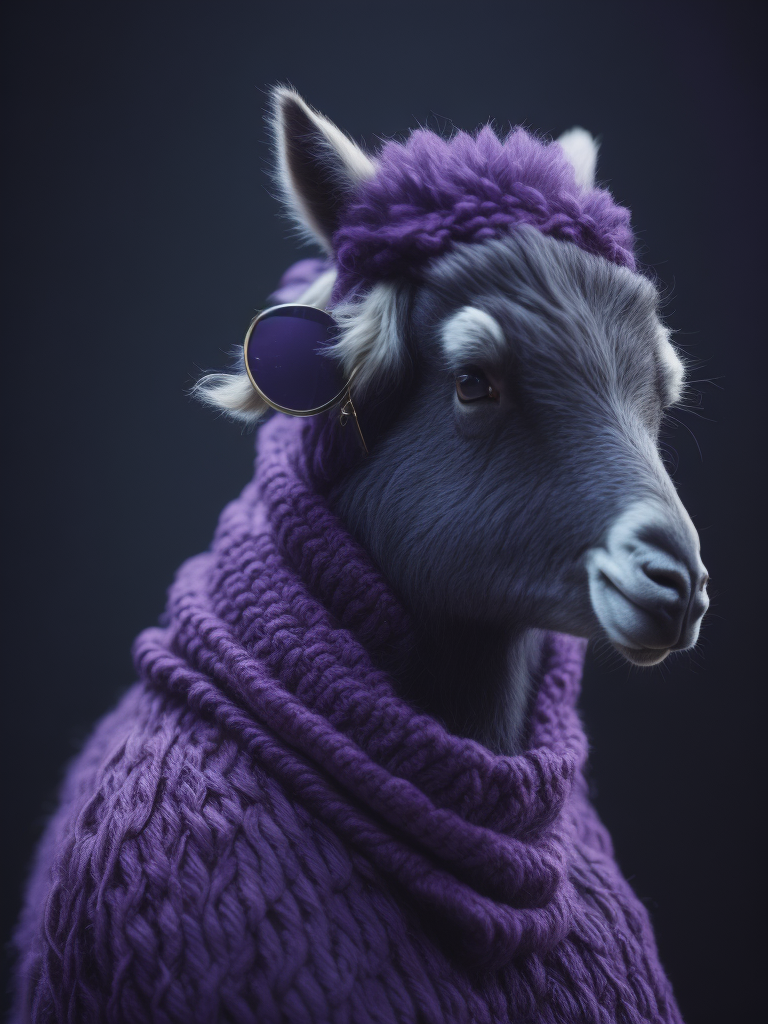 Knitted violet lama