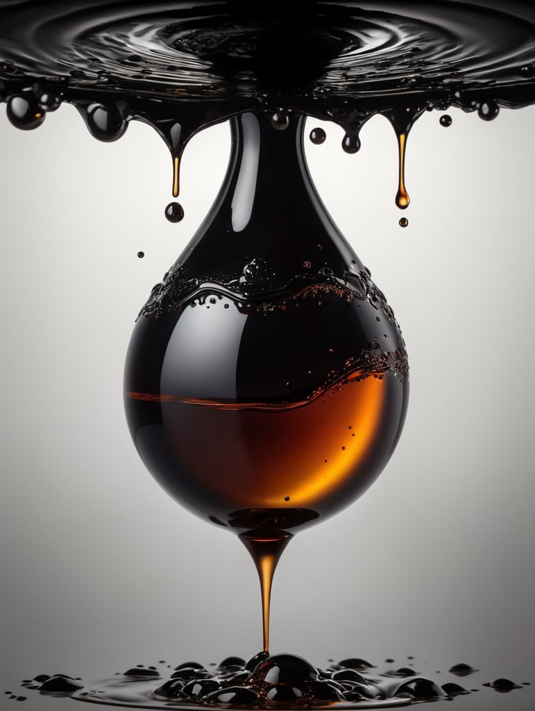 Minimalism, black oil drop on a black background