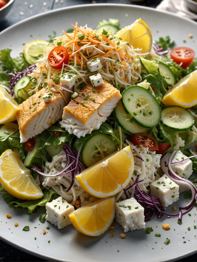 shredded cod in pieces salad