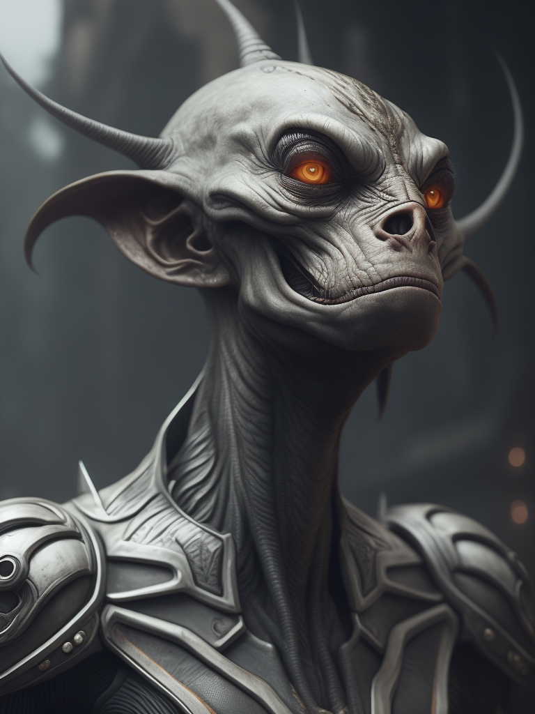 fantasy alien concept art, scary, white