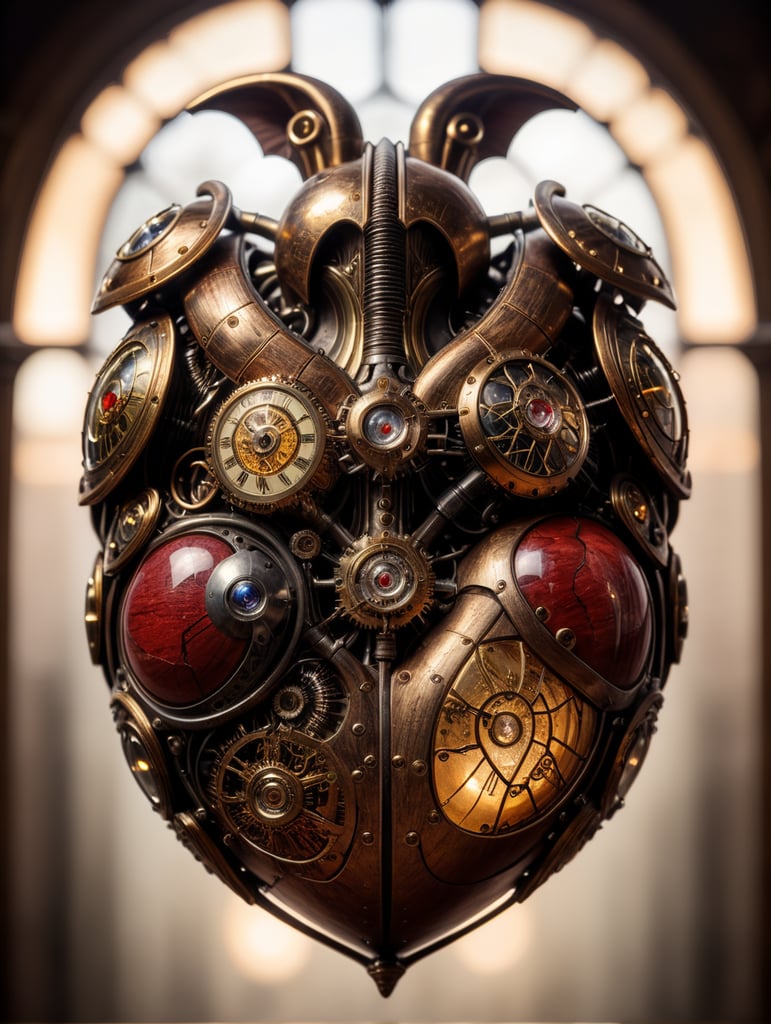 human heart made by a skilled craftsman in medieval steampunk style