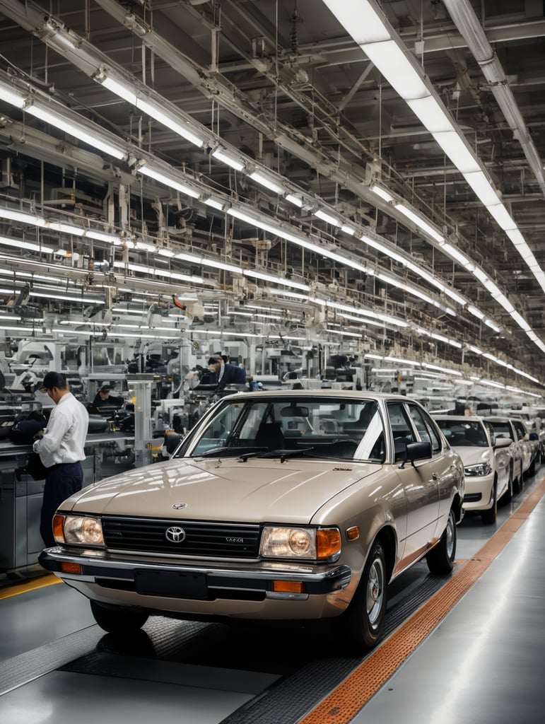 toyota car factory analizing a process production