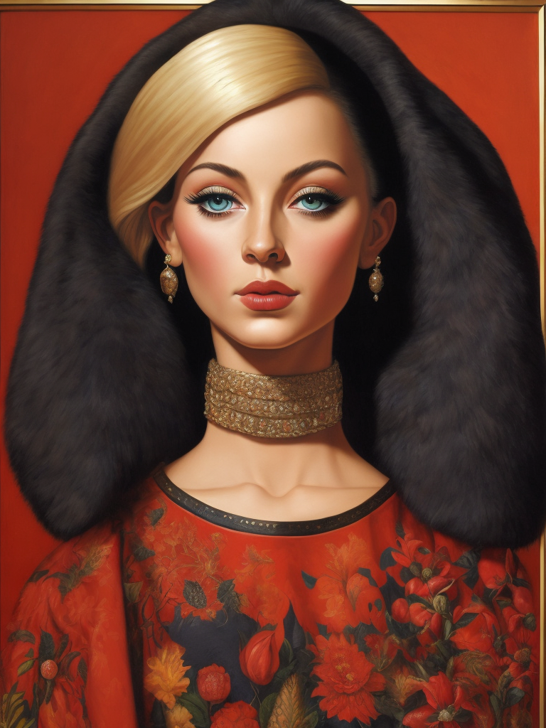 Barbie is a fashion doll, Painting, Oil, Portrait, Cover Art, Surrealism, Germany, France, style of Mati Klarwein