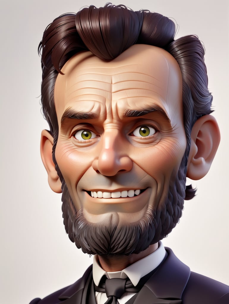 Half-body Portrait of Abraham Lincoln, bright and saturated colors, highly detailed, sharp focus, Bright expressive, Dramatic Lighting, Depth of field, Incredibly high detailed, on a white background