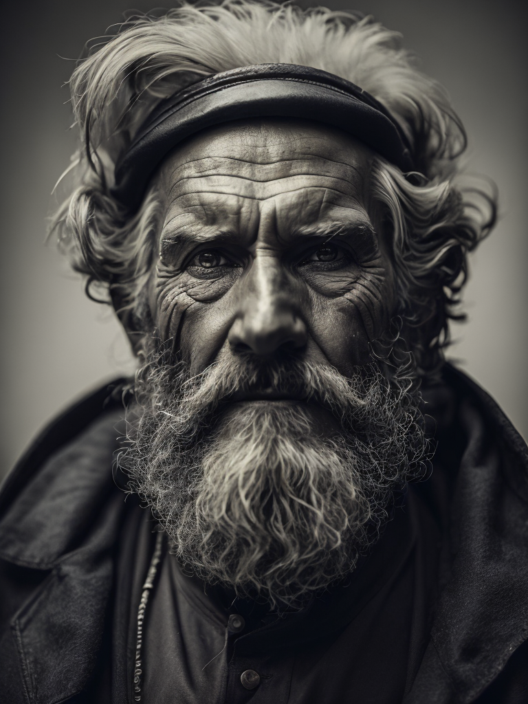 a wet plate photograph of a grizzled old sea captain