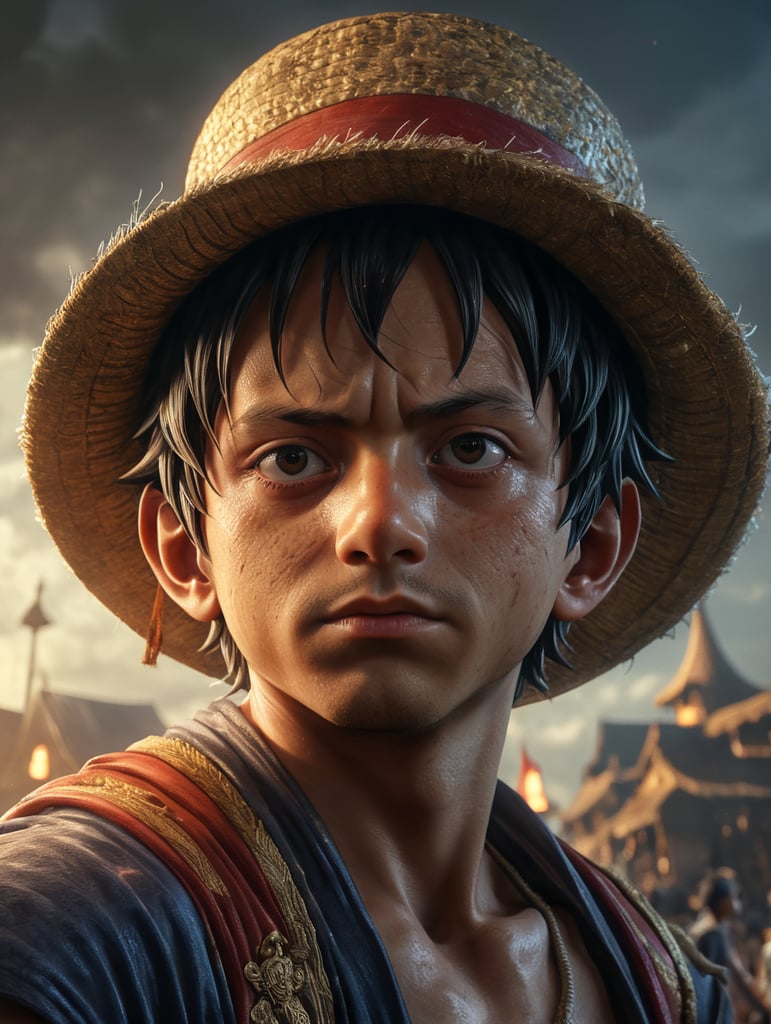 one piece luffy young with morning light