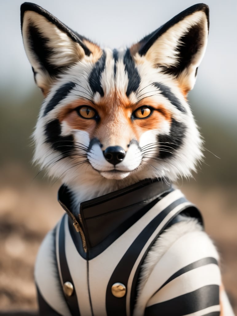 A fox with black stripes and linx ears