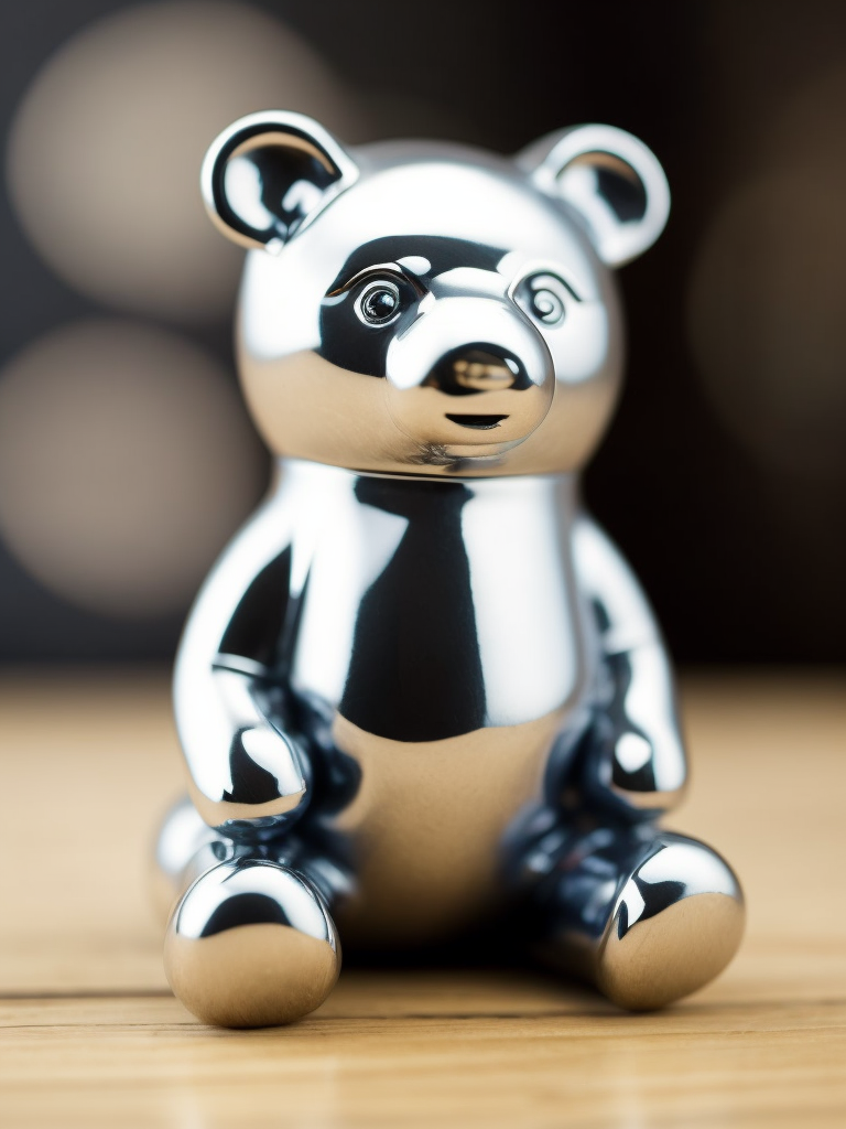 small chrome figure of a bear toy