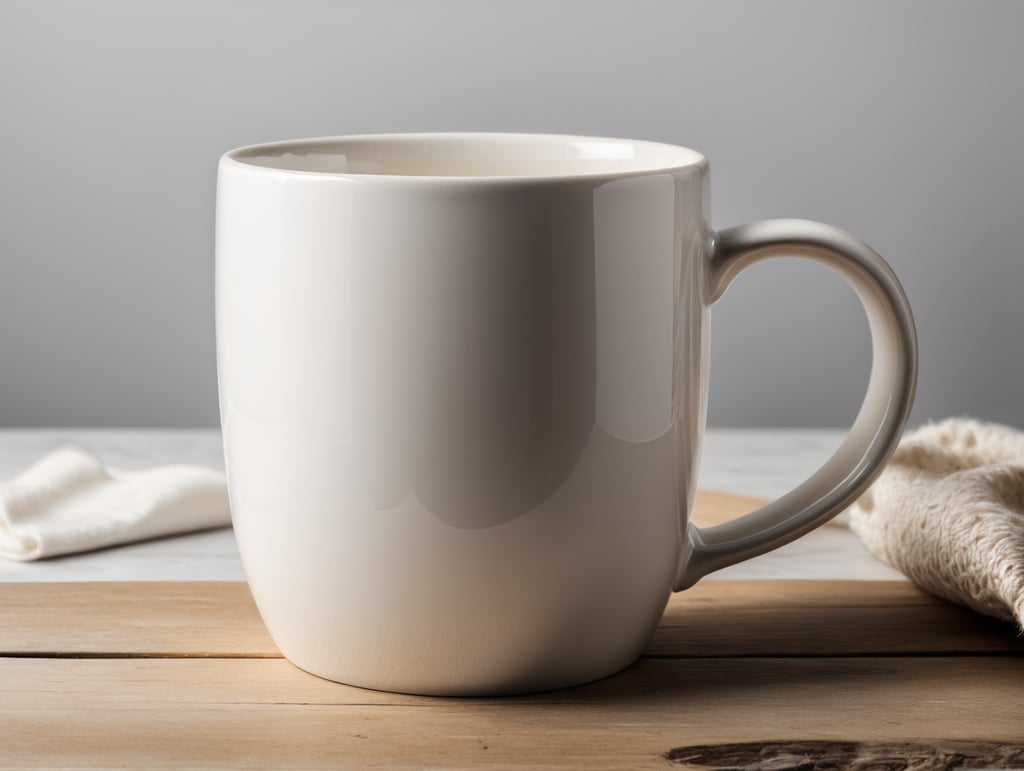White strait ceramic mug, white background, isolated, mock up, mockup